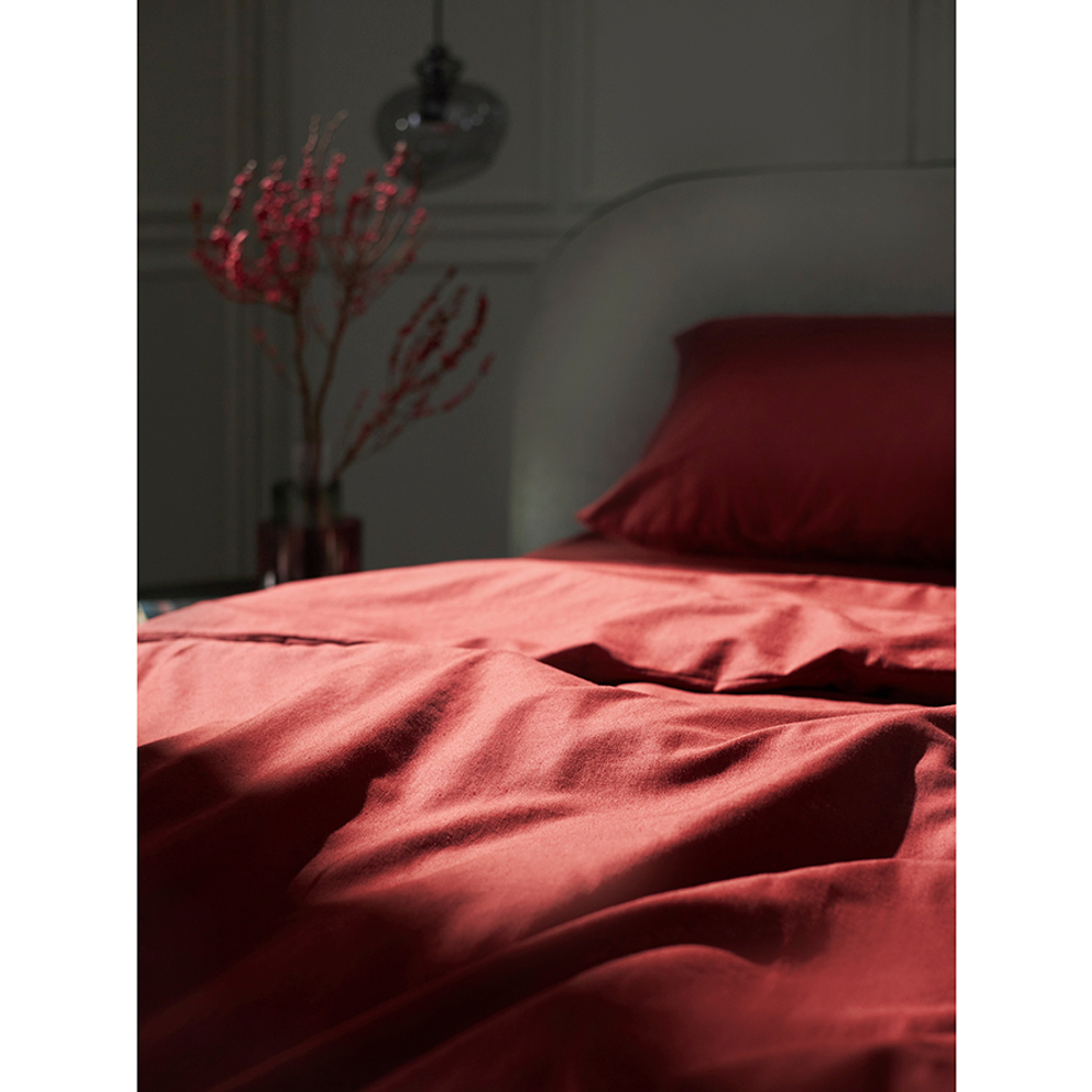 Простыня изо льна и хлопка цвета копченой паприки из коллекции essential, 240х270 см