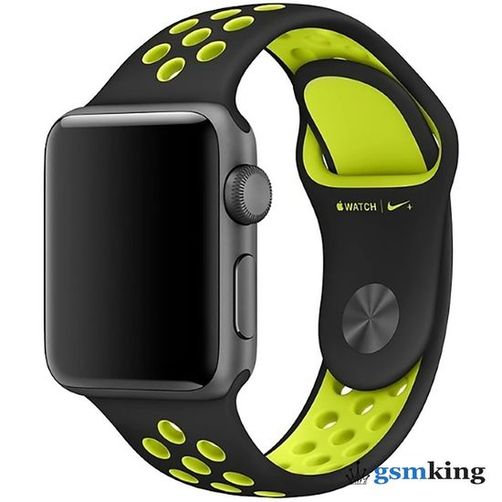 Apple Nike Sport Band for Apple Watch 38|40|41mm Nike Black/Volt (Чёрный/Зелёный) MQ2H2ZM/A