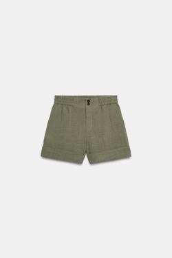 ZARA ШОРТЫ С ОТВОРОТАМИ, ПЫЛЬНЫЙ ХАКИ