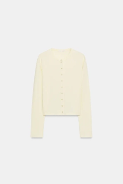 ZARA ФУТБОЛКА ИЗ 100% ХЛОПКА НА ПУГОВИЦАХ, ЖЕЛТЫЙ