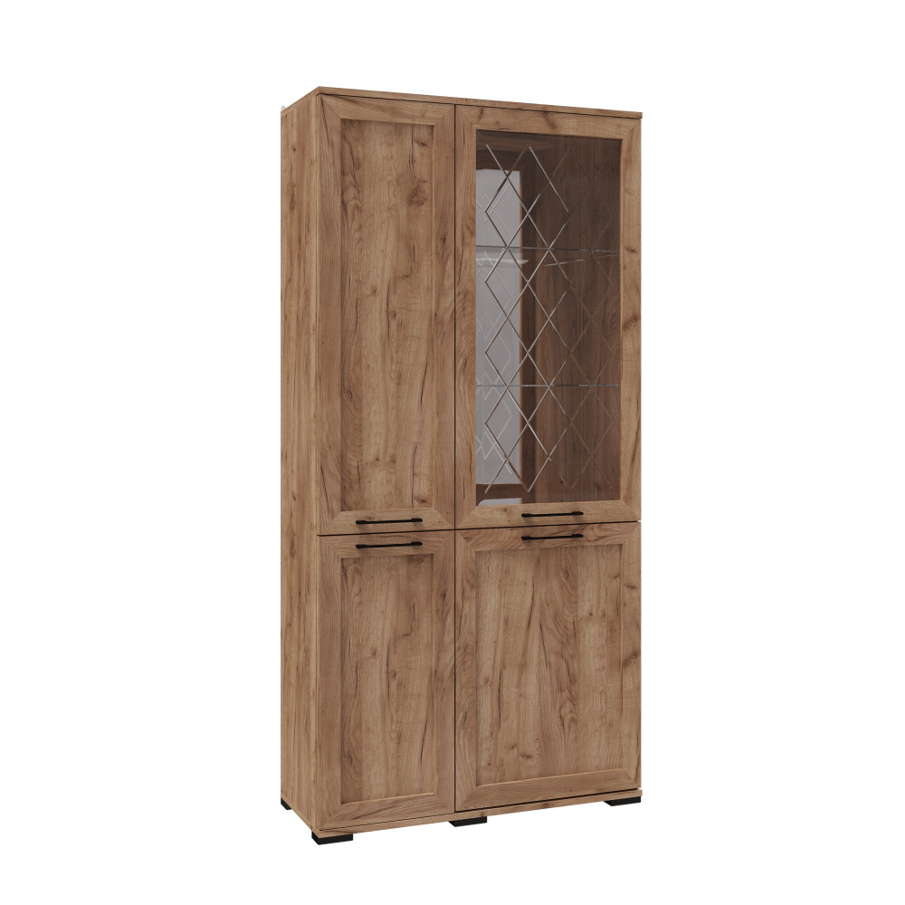 Гостиная София Шкаф с полками и витриной СШ-2 дуб крафт табачный