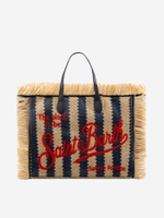 Сумка жен. Saint Barth VANITI STRAW 61 соломенная синяя с красным