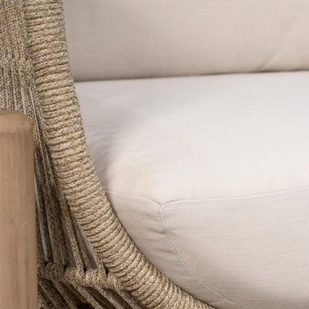 Диван деревянный плетеный двухместный Tagliamento Talara, бежевый, лен