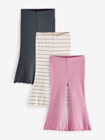 Легинсы-клеш для девочки Next E65-385, 3 шт., Розовый, Молочный, Темно-серый