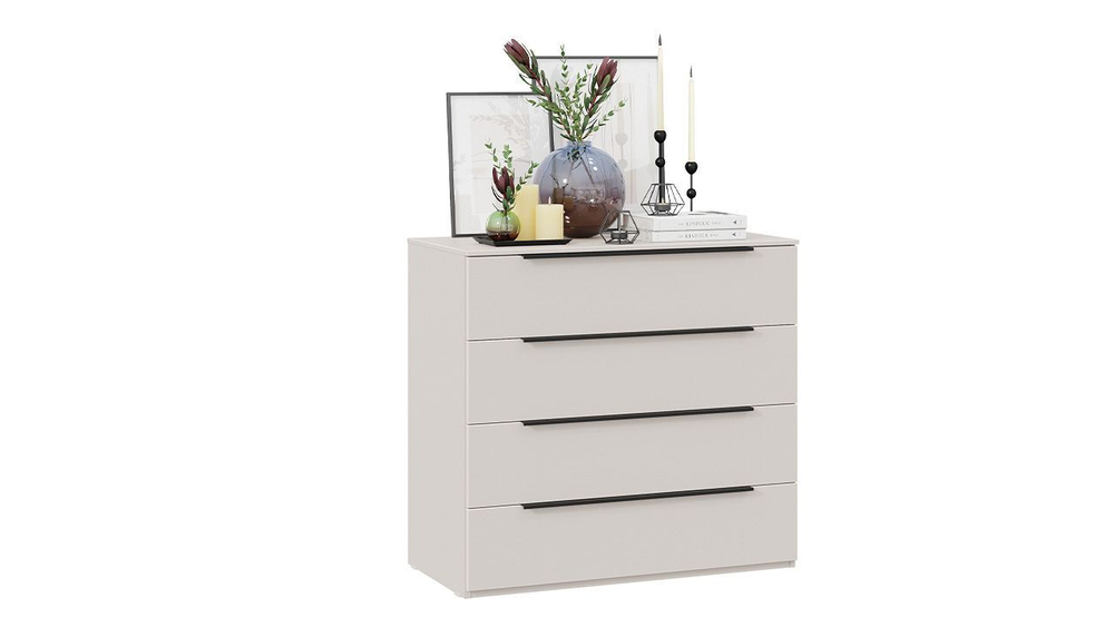 Комод для одежды с ящиками Белый Жемчуг/Белый софт 4 ящика 90х45х84 см