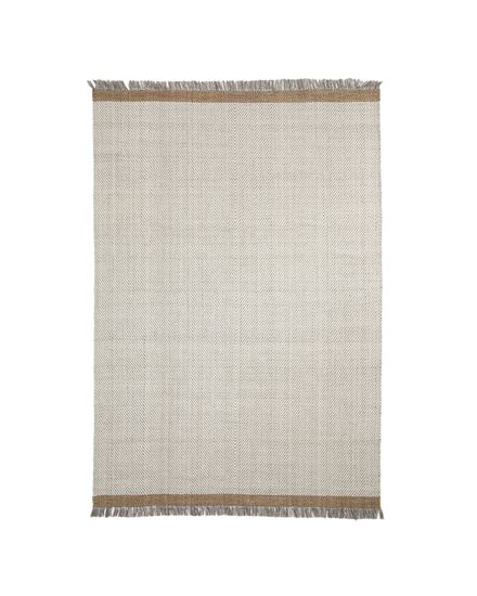 Ковер Brina из бежевой шерсти с узором в елочку 230 x 160 см