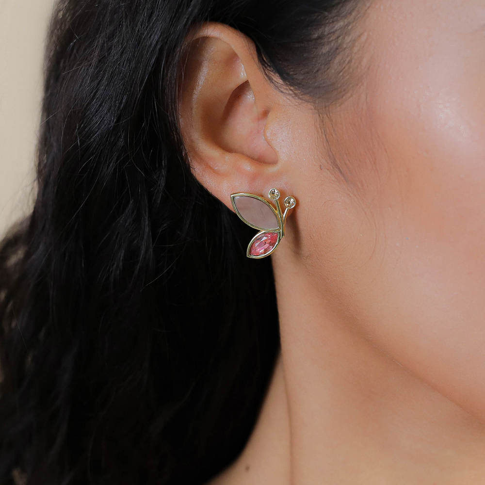 Серьги Franck Herval, Emy, с перламутром, стразами и кристаллом, FH26.1-12-69970 (розовый)