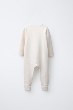 ZARA КОМБИНЕЗОН С РЕГУЛИРУЕМЫМИ ШТАНИНАМИ И V-ОБРАЗНЫМ ВЫРЕЗОМ, ЭКРЮ