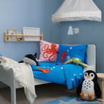 Комплект постельного белья IKEA BLAVINGAD (БЛОВИНГАД), Детский, Синий с рисунком, 150х200, 50х80 см