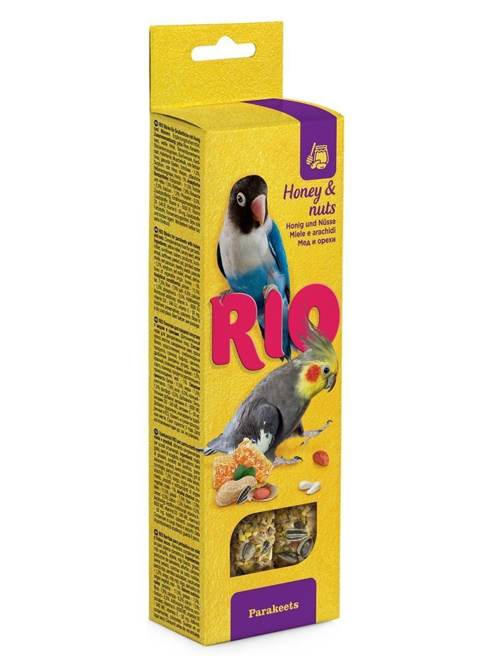 Лакомство RIO Палочки для волнистых попугайчиков и экзотов с медом, 80 г