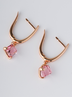 Серьги-подвески Миражи с розовым кубиком Swarovski