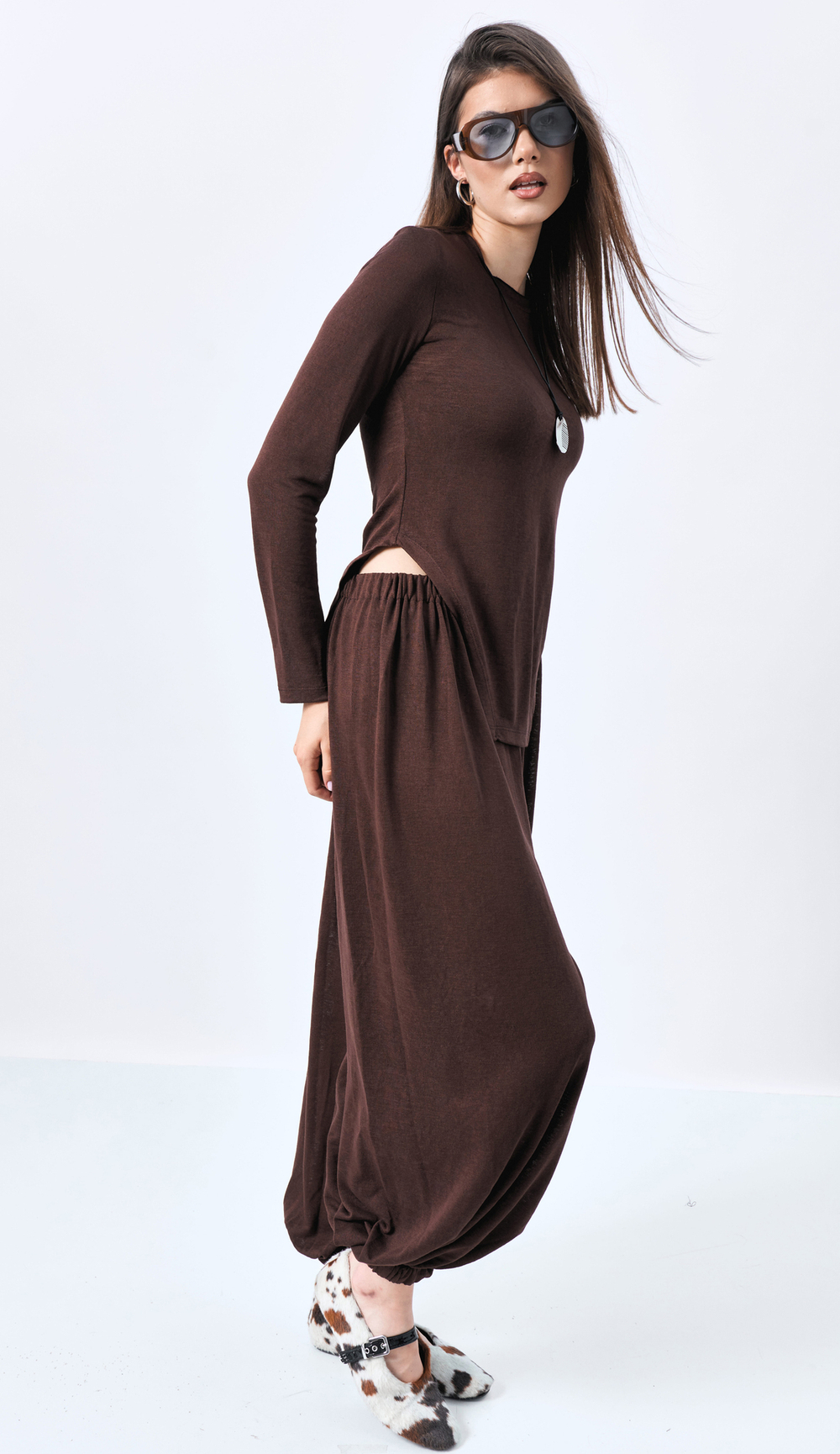 Брюки женские широкие 1199 шоколад