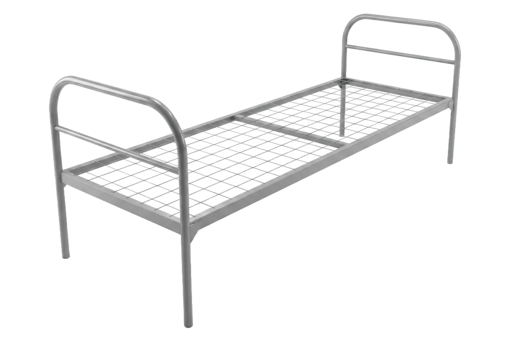 Кровать металлическая одноярусная Эконом +, 90x190 см, сетка 100x50, 1 перемычка