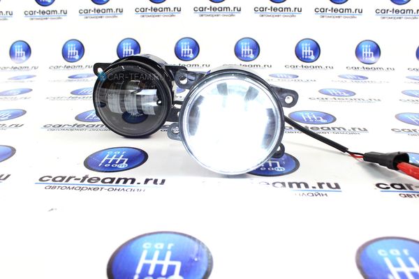 Противотуманные фары (ПТФ)  линзованные "Sal-Man" (3 диода LED 50W два режима (3000K+6000K)) на Лада Веста, Нива Урбан, Гранта FL, Ларгус FL, X-Ray, Renault, Nissan, Honda, Ford, Opel, Peugeot, Mitsubishi, Daewoo (арт. 00893)