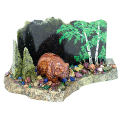 Сувенир "Мишка в лесу" камень змеевик 80х180х100 мм 1000 гр.  R116043
