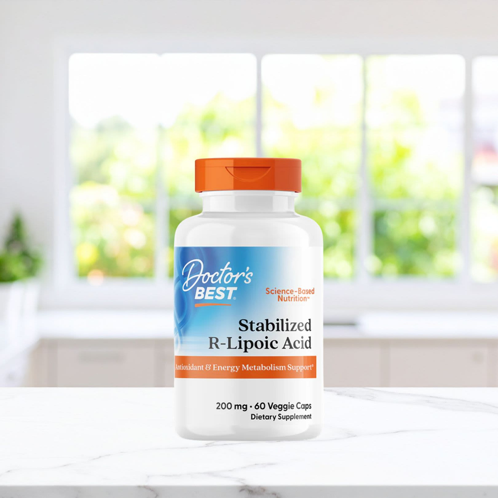 Doctor's Best, стабилизированная R-липоевая кислота, 200 мг, 60 растительных капсул