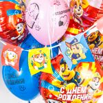 Шар (12''/30 см) Щенячий Патруль, Поздравляем!, Ассорти, пастель, 4 ст, 25 шт.