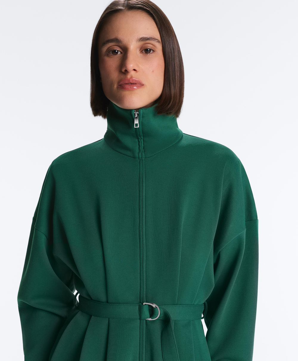 Oysho Куртка с ремнем, темно-изумрудный
