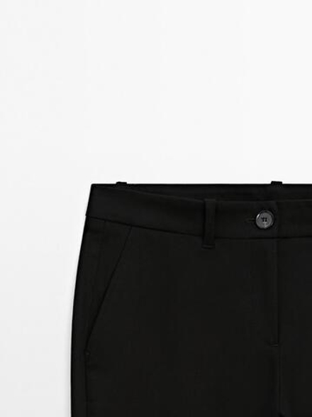 Massimo Dutti Расклешенные брюки облегающего кроя с низкой посадкой, черный