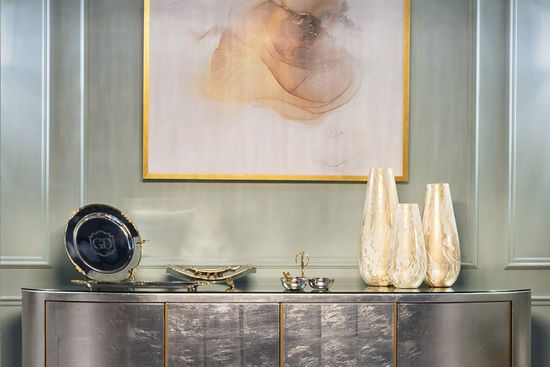 71PN-51821 Ваза стеклянная золотисто-бежевая d15*38см