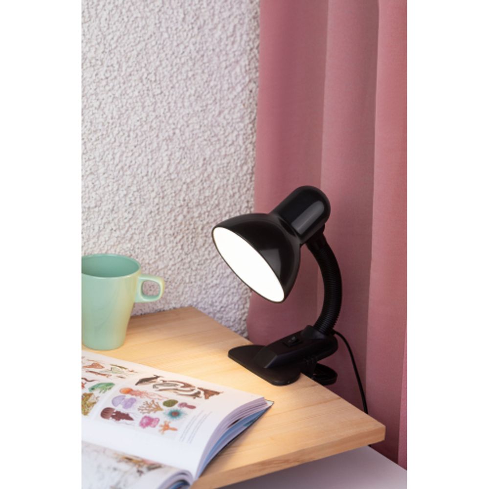 Настольный светильник ЭРА N-102-E27-40W-BK на прищепке черный матовый