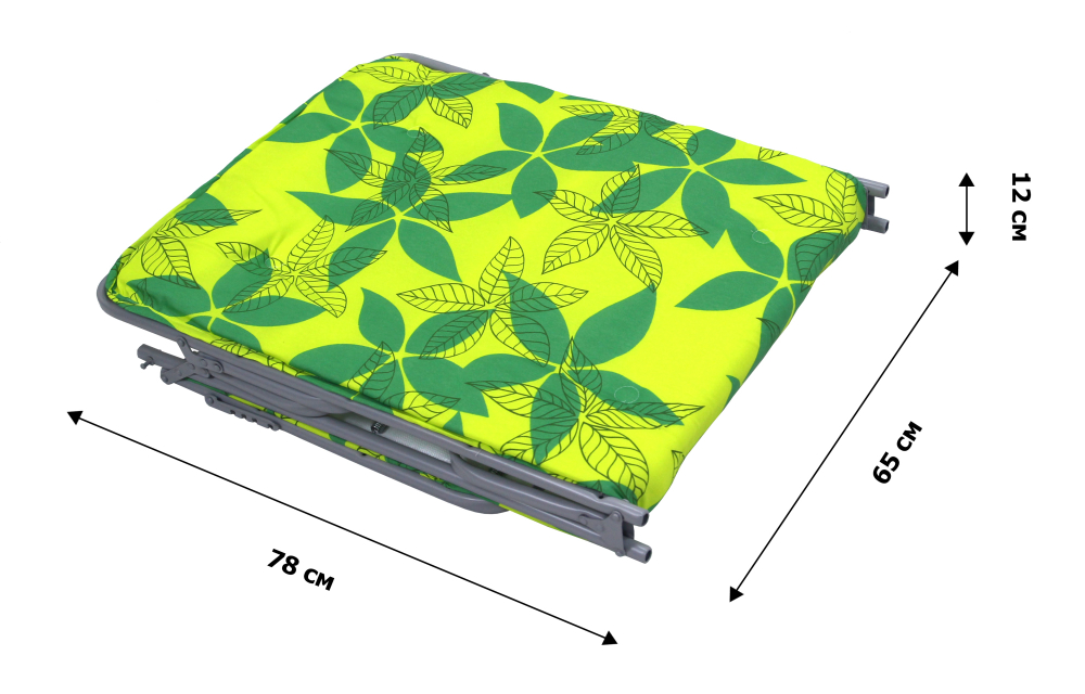 Кровать раскладная Стефания п/мягкая лист 10мм арт.С86а/123г(цвет ткани зеленый, желтый рис.листья (1 шт. в уп. гофрокартон)