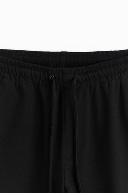 ZARA БРЮКИ EASY CARE С ПОЯСОМ НА ШНУРКЕ, ЧЕРНЫЙ