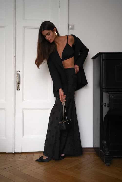 Топ бюстье из шелка черный