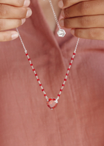 Колье "Русалка" с красным цирконом