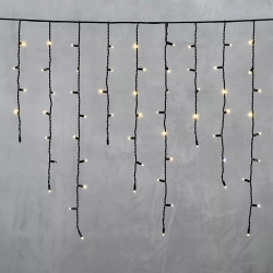Светодиодная бахрома с колпачком 3,2*0,9 м., 168 теплых белых LED ламп, мерцание, каучуковый черный провод, LTC (LL168BLW-1-2WW)