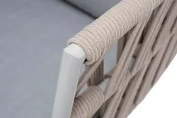 "Диего" кресло плетеное из роупа, каркас алюминий светло-серый (RAL7035) муар, роуп бежевый круглый, ткань светло-серая