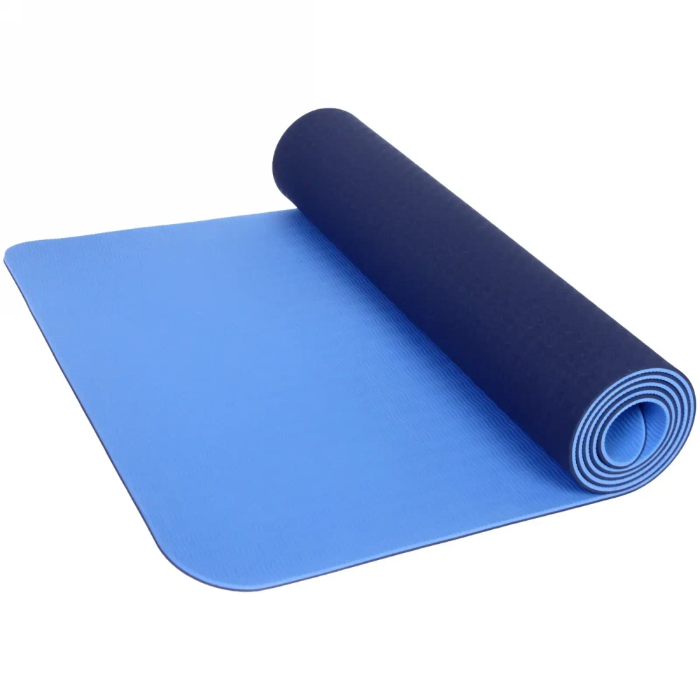 Коврик для йоги 6мм 61*183 см «Гармония» 2х сторонний, голубой/св.голубой