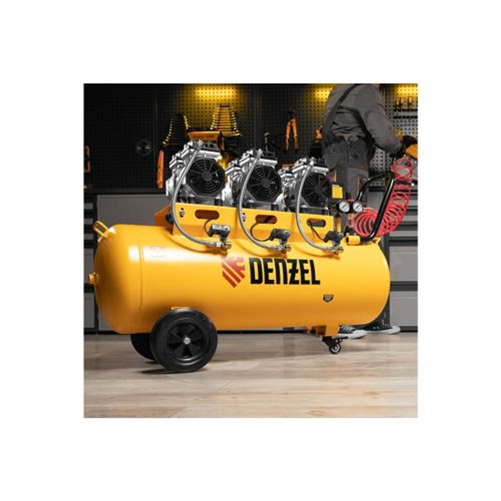 Компрессор воздушный малошумный Denzel DLS 1800/100, 1800 Вт, 345 л/мин