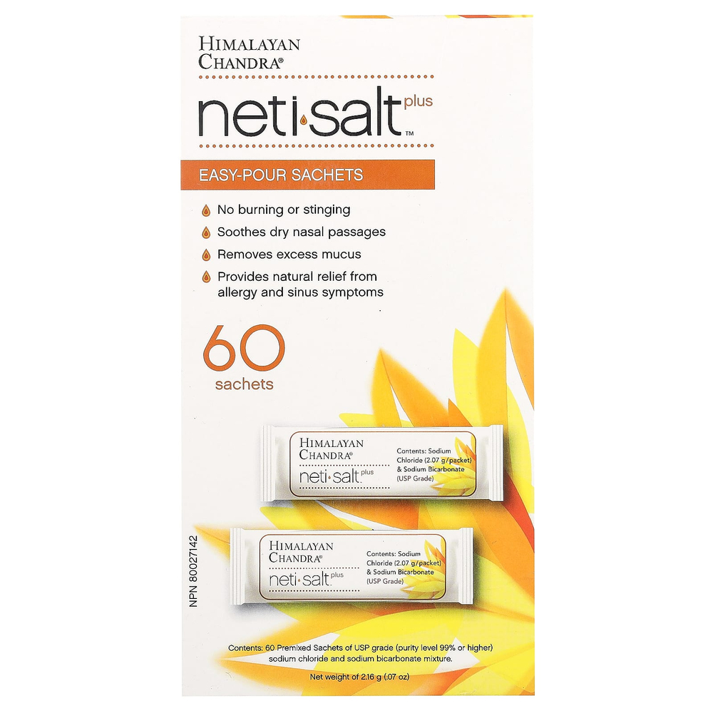 Himalayan Chandra, Нети соль плюс, легкорастворимые саше, 60 саше, 2,16 г (0,07 унции)
