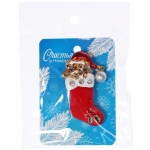 Брошь «Новогодняя Коллекция- Кот в валенке» 5*2,6 см