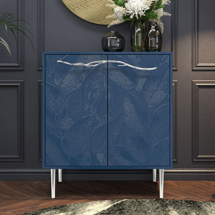 Комод Арт Колор leaves Стайл Сильвер с 2 полками Королевский синий