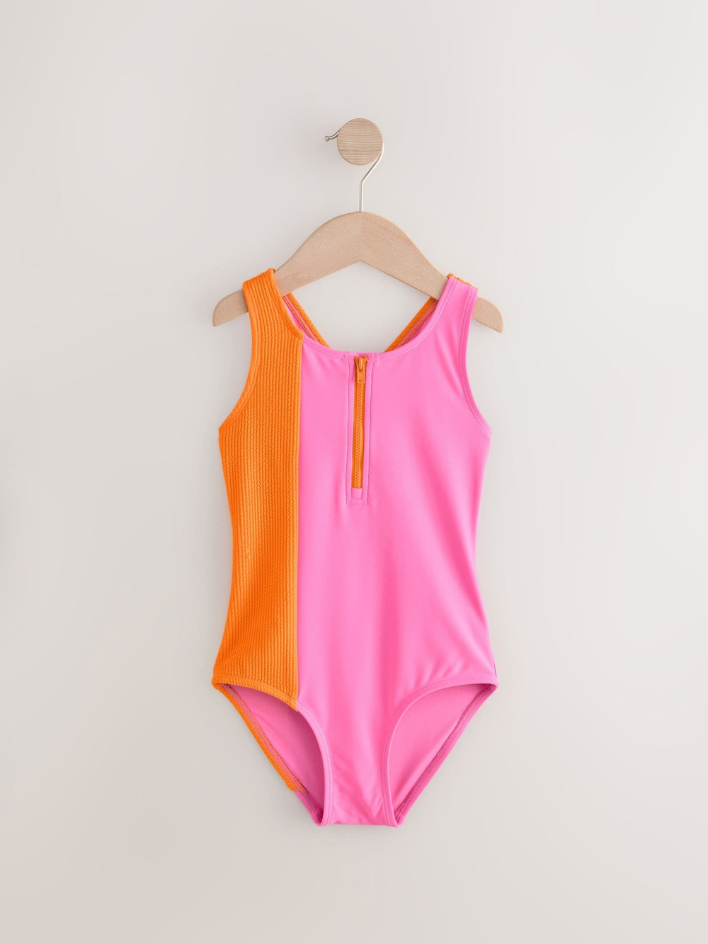 Купальник слитный на молнии для девочки Next E76-812, Розовый, Оранжевый