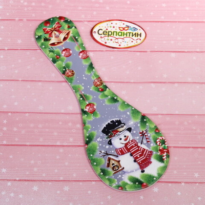 Подставка под ложку керамическая «Снеговик» 28см