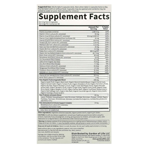 Garden of Life, Vitamin Code®, мультивитамины из цельных продуктов для женщин, 240 вегетарианских капсул