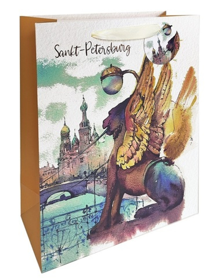 Пакет подар. бумажн. 18*23*10 см 210 гр/м2 Банковский мостик, мат.лам