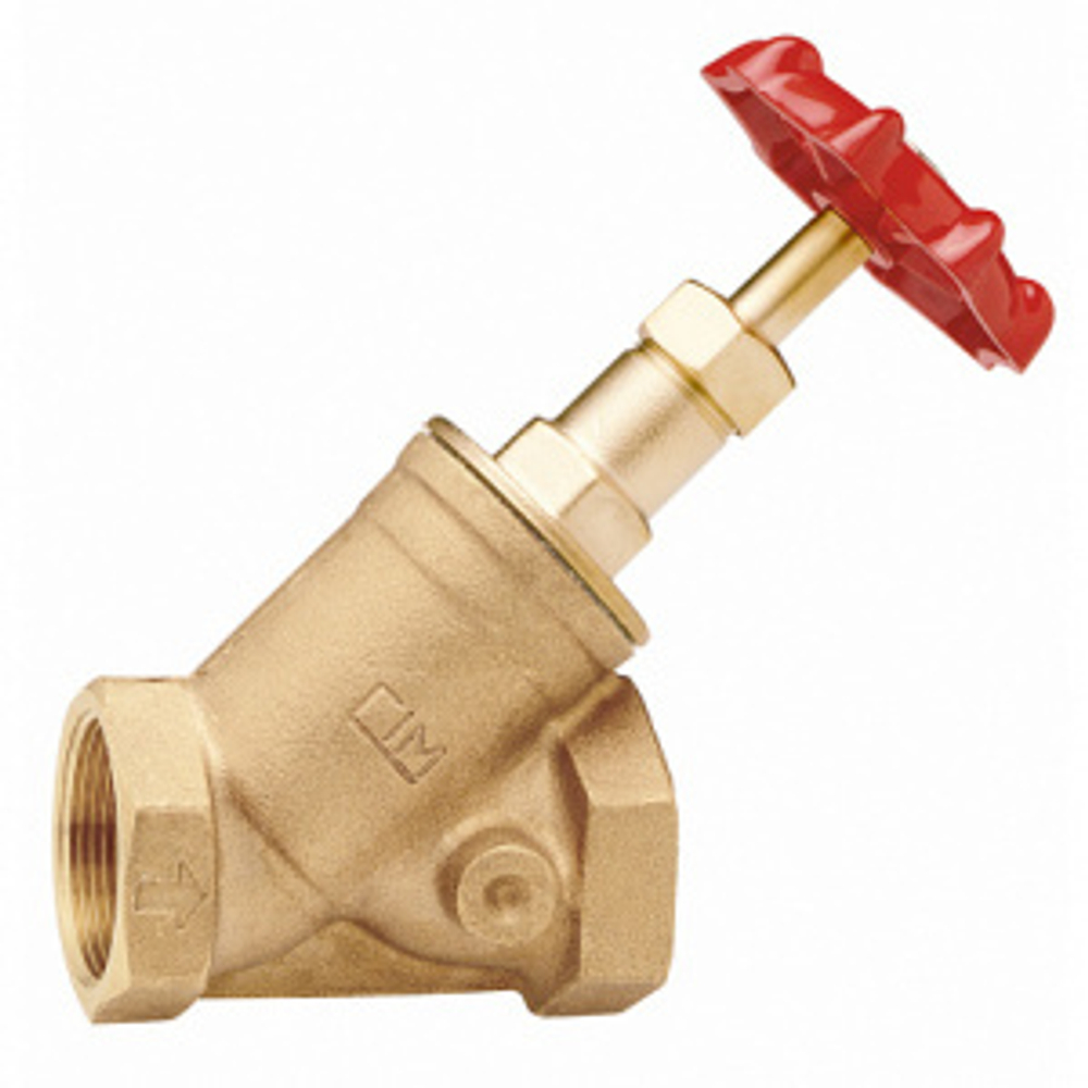 Клапан запорный с наклонным штоком, 1/2", ВР-ВР, PN20, с пружинным обратным клапаном Cimberio