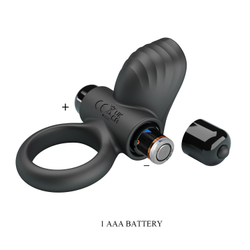 Черное эрекционное кольцо с вибрацией Adrien