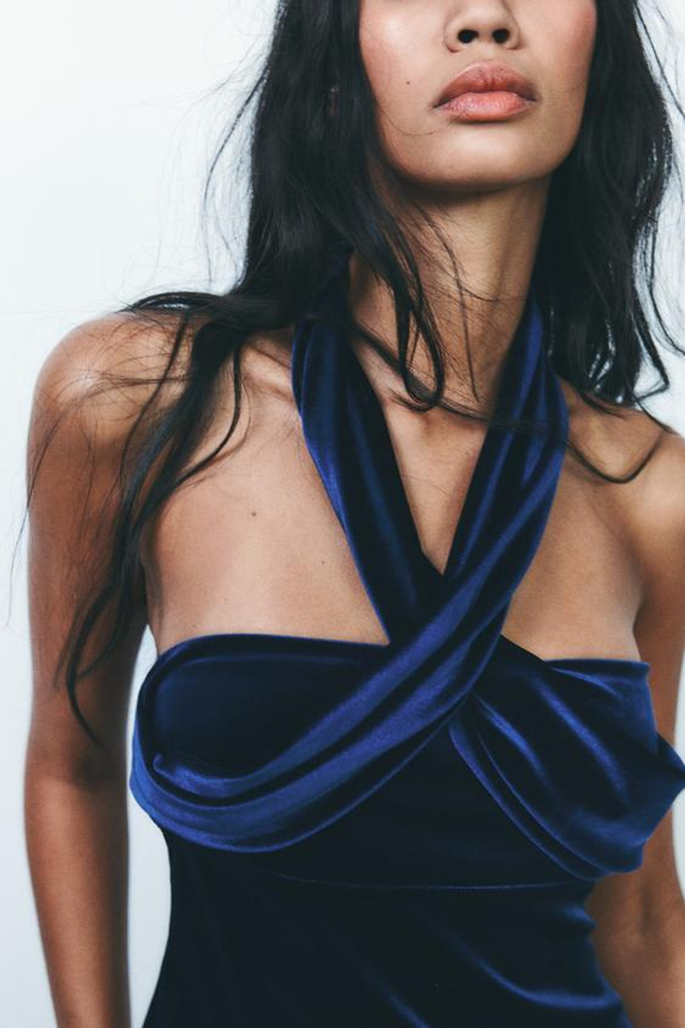 ZARA ТОП ИЗ БАРХАТА, ЦВЕТ НОЧНОГО НЕБА