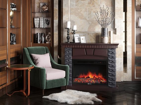 Портал Firelight Porto 25 камень черный, шпон венге купить в Москве и Московской области по низкой цене с доставкой по России — (6) Портал Firelight Porto 25 камень черный, шпон венге — (6)