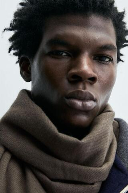 ZARA ШАРФ С БАХРОМОЙ, СЕРОВАТО-КОРИЧНЕВЫЙ