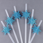 Набор трубочек 6шт. "Новый год. Снежинки" голубые