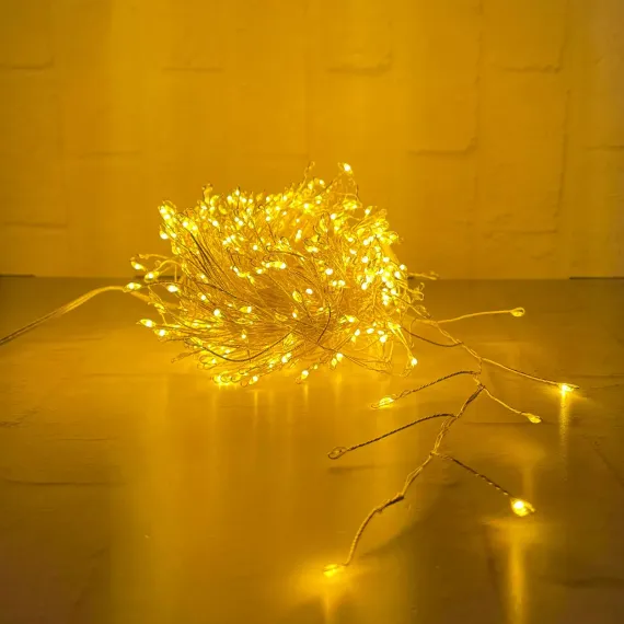 Гирлянда Капли 600 теплых макро ламп, 15 м., 8 режимов, серебряный провод, Christmas DeLuxe (87653)