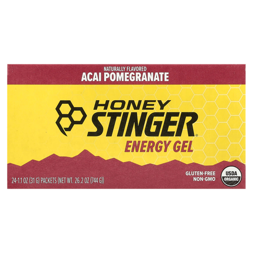 Honey Stinger, Energy Gel, гранат асаи, 24 пакетика по 31 г (1,1 унции)