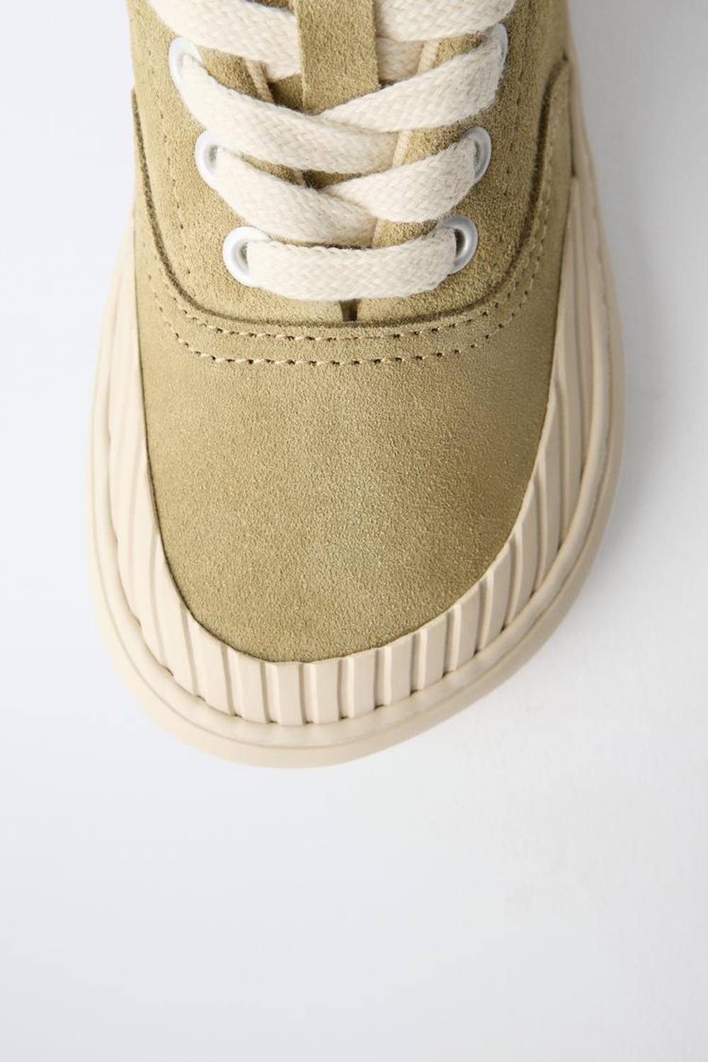 ZARA КОЖАНЫЕ КЕДЫ, ЗЕЛЕНЫЙ ХАКИ