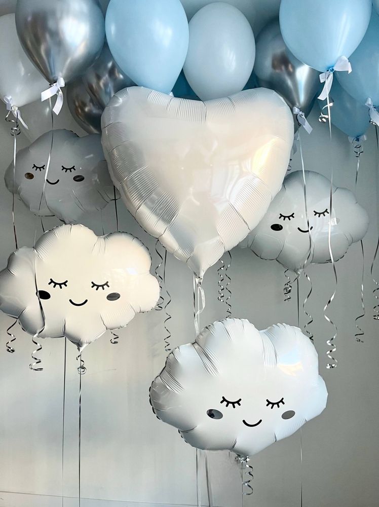 Воздушные шары на выписку сына облака голубой/белый №4120